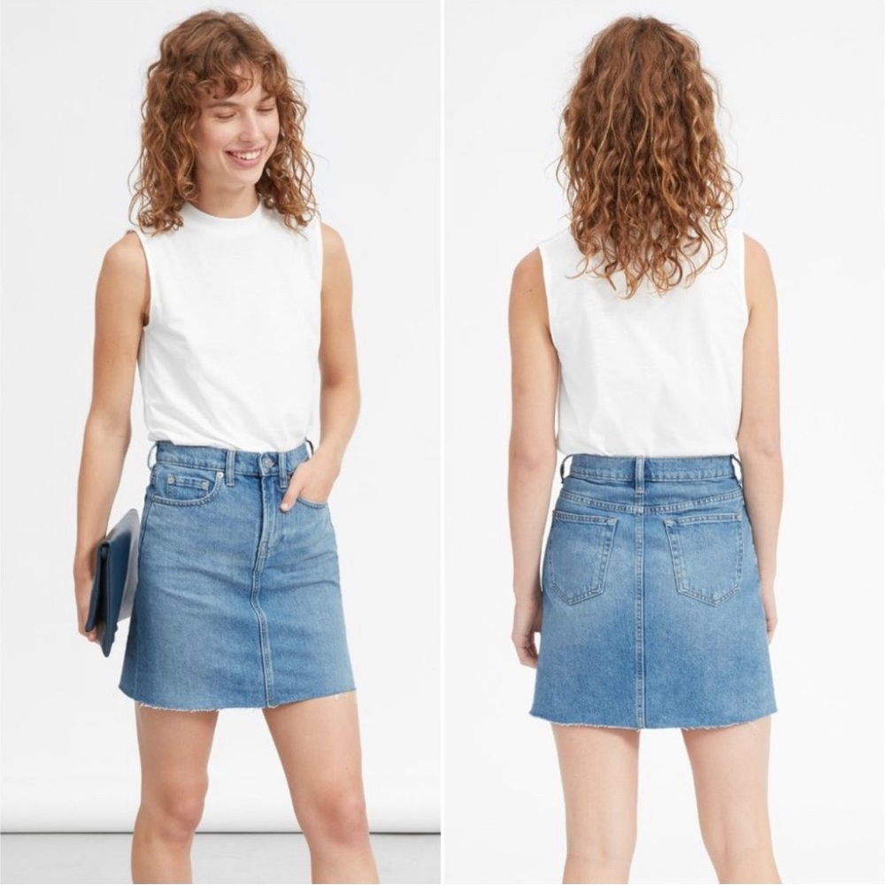 Everlane Fringe Raw Denim Skirt size 30